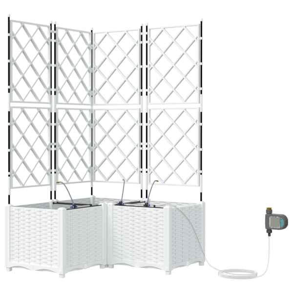 Macetas de Jardín  con Sistema de Riego 3 pcs Blanco M 2