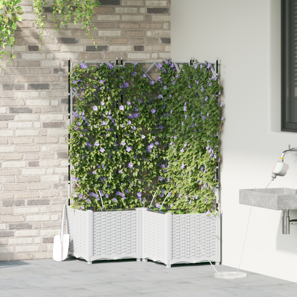 Macetas de Jardín  con Sistema de Riego 3 pcs Blanco M 3