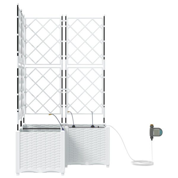 Macetas de Jardín  con Sistema de Riego 3 pcs Blanco M 4