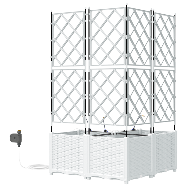 Macetas de Jardín  con Sistema de Riego 3 pcs Blanco M 5