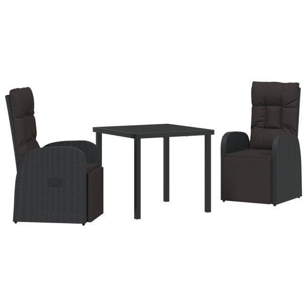 Cadeiras de Jardim Reclinadas 3 pcs Preto 80 x 80 x 73 cm M 2