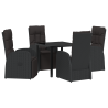 Cadeiras de Jardim Reclinado 5 pcs Preto 80 x 80 x 73 cm 2