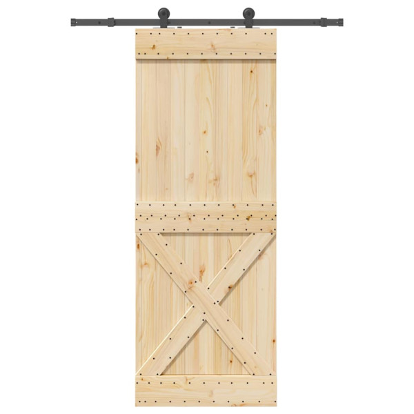Puerta corredera con herrajes madera maciza de pino 85x210 cm D