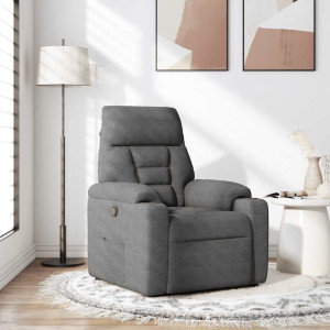 Sillón reclinable tela de microfibra gris oscuro H