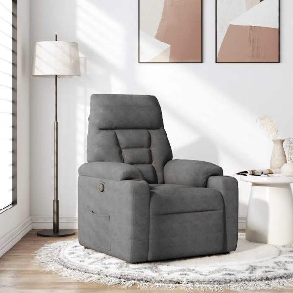 Sillón reclinable tela de microfibra gris oscuro M 2