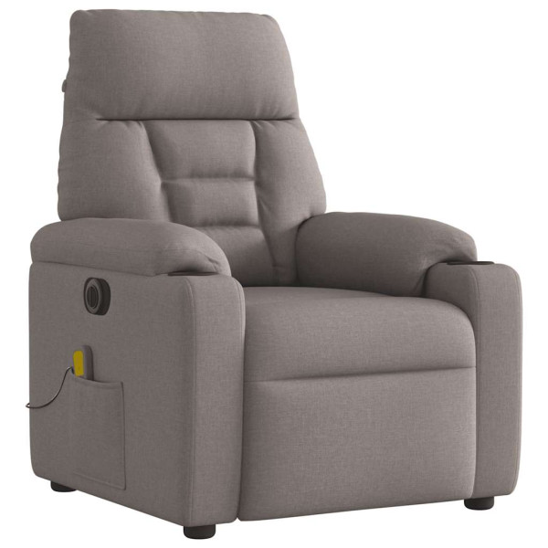 Sillón reclinable de masaje eléctrico tela gris taupe M 4