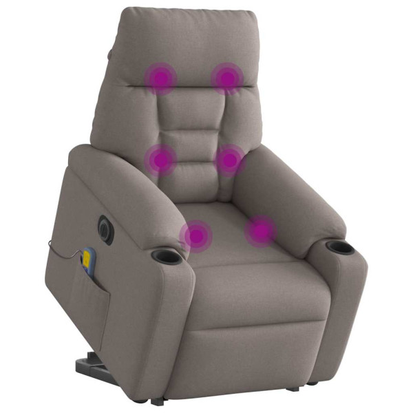 Sillón de masaje eléctrico reclinable elevable tela taupé M 3