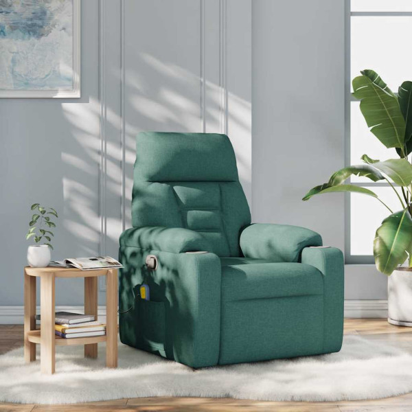 Poltrona de massagens reclinável tecido verde-escuro M 2