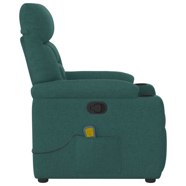 Sillón de masaje reclinable de tela verde oscuro M 4