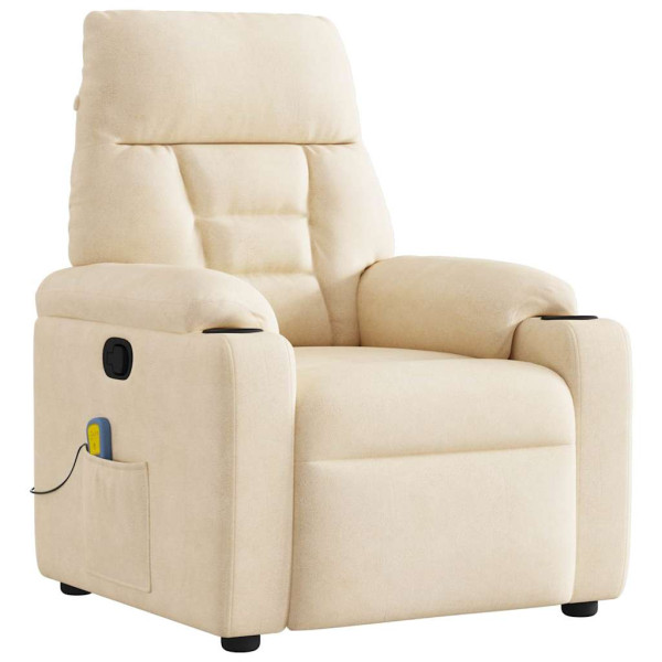 Sillón reclinable de masaje tela de microfibra beige D