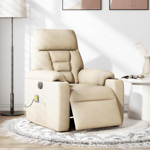 Sillón reclinable de masaje eléctrico tela color crema M 2