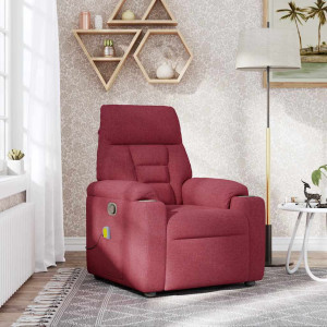Poltrona de massagens reclinável tecido vermelho tinto H