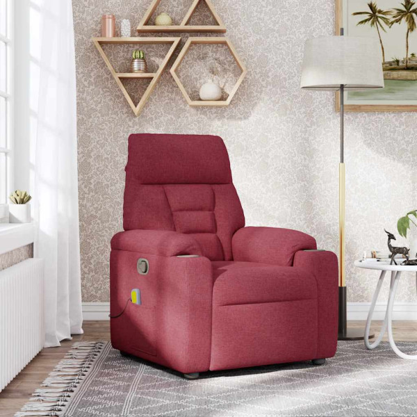 Sillón de masaje reclinable de tela color vino tinto M 2