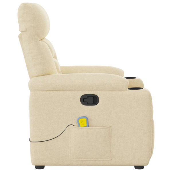 Poltrona de massagens reclinável tecido cor creme M 4