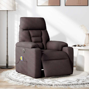 Sillón reclinable de masaje eléctrico tela marrón oscuro H