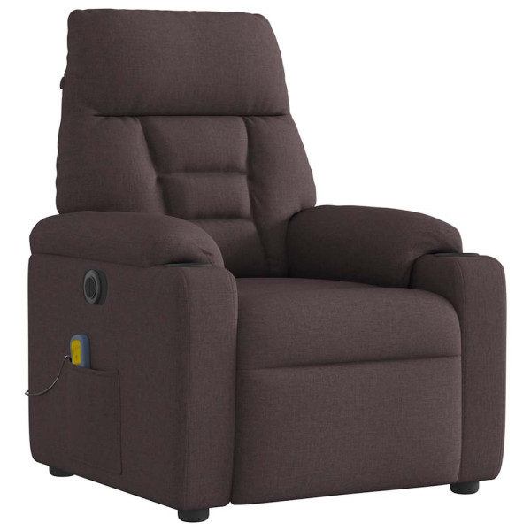 Sillón reclinable de masaje eléctrico tela marrón oscuro M 4