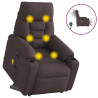 Sillón masaje eléctrico reclinable elevable tela marrón oscuro 1