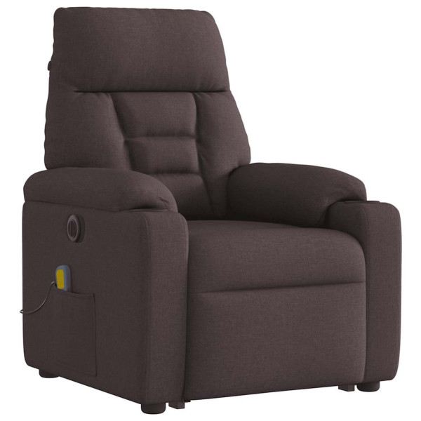 Sillón masaje eléctrico reclinable elevable tela marrón oscuro M 4