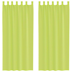 Cortinas de gasa con trabillas 2 uds. verde manzana H