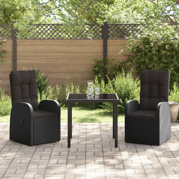 Cadeiras de Jardim Reclínaveis 3 pcs Preto 80 x 80 x 73 cm M 4