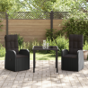 Cadeiras de Jardim Reclínaveis 3 pcs Preto 80 x 80 x 73 cm 4