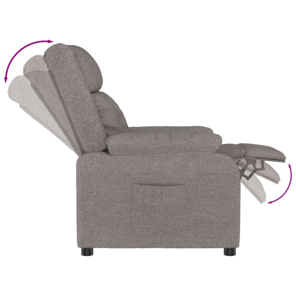 Sillón reclinable de tela gris taupe M 5