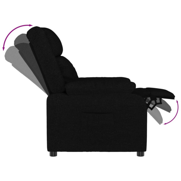 Sillón reclinable de tela negro M 5