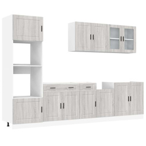 Mueble cocina Kalmar sonoma gris 7 pzas madera contrachapada H