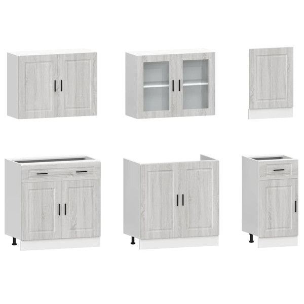 Mueble cocina Kalmar sonoma gris 7 pzas madera contrachapada M 4