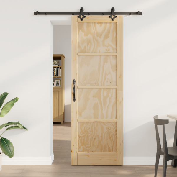 Puerta Deslizante  con Juego de Accesorios 'ORKDAL'Madera Sólida de Pino. Puerta Interior  'ORKDAL'73.5x211x4 cm Madera Sólida d D