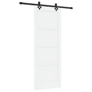 Porta Deslizante com Conjunto de Ferragens 'ORKDAL'Branca de Madeira Maciça de Pinho H