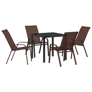 Set de Comedor de Jardín de 5 Piezas Marrón Textilene y Acero H