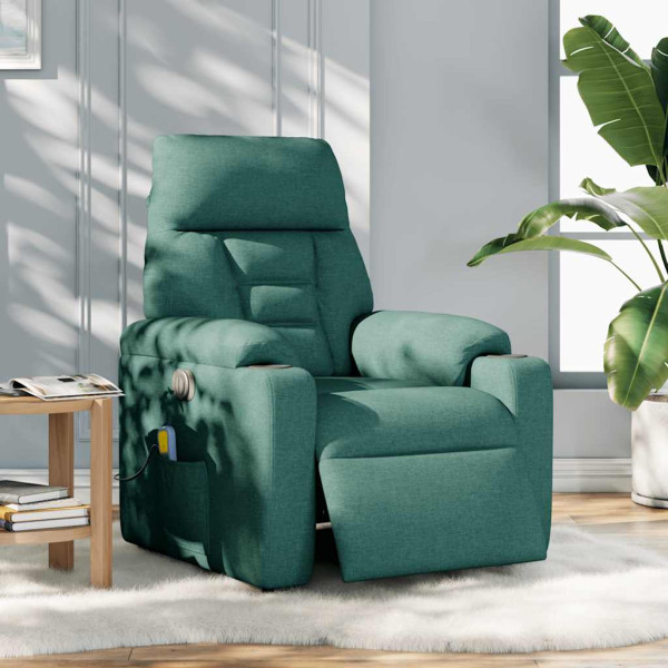 Sillón reclinable de masaje eléctrico tela verde oscuro M 2