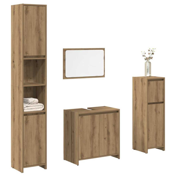 Juego de muebles baño 4 piezas madera ingeniería roble artisan D