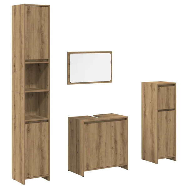 Juego de muebles baño 4 piezas madera ingeniería roble artisan M 2