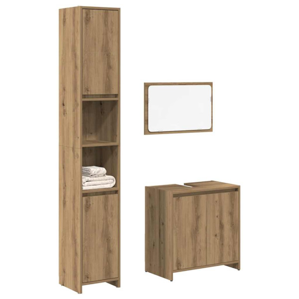 Juego de muebles baño 3 piezas madera ingeniería roble artisan D