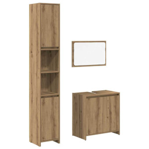 Juego de muebles baño 3 piezas madera ingeniería roble artisan H