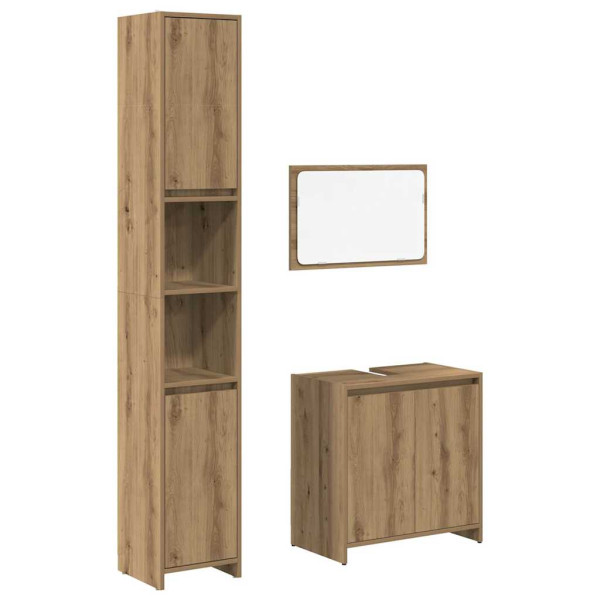 Juego de muebles baño 3 piezas madera ingeniería roble artisan M 2