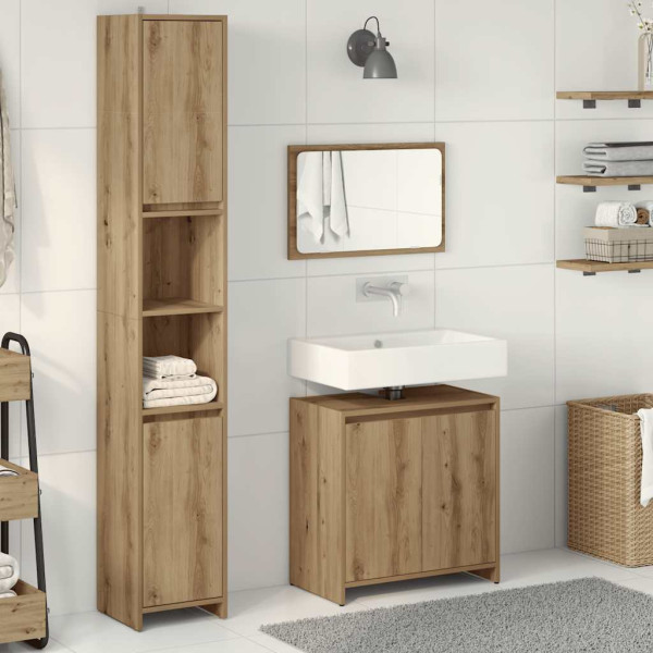 Juego de muebles baño 3 piezas madera ingeniería roble artisan M 3
