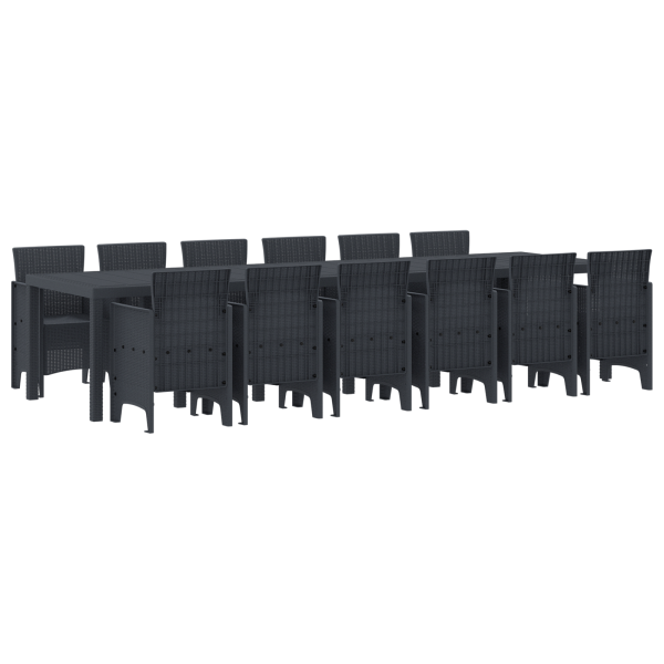 Conjunto de Jantar de Jardim 13 pcs Antracite 12 Lugares M 2