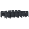 Conjunto de Jantar de Jardim 13 pcs Antracite 12 Lugares 2