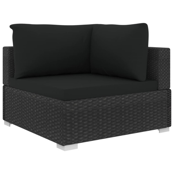 11 pcs conjunto lounge de jardim c/ almofadões vime PE preto M 4