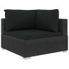 11 pcs conjunto lounge de jardim c/ almofadões vime PE preto 4