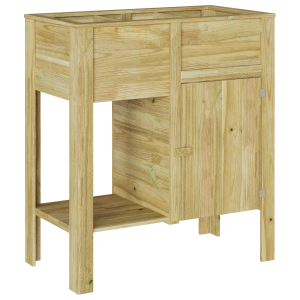 Cama Elevada de Jardín con Almacenamiento 85x46x96 cm Madera Tratada de Pino H