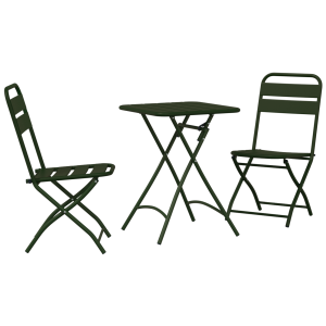 Conjunto de Bistro Plegable de 3 Piezas  Verde Oscuro Acero H