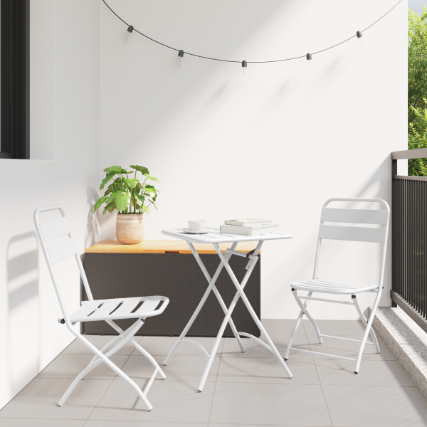 Conjunto de Bistro Plegable de 3 Piezas  Blanco Acero D