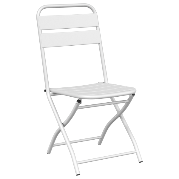 Conjunto de Bistro Plegable de 3 Piezas  Blanco Acero M 5