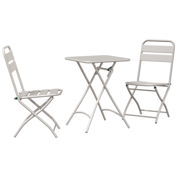 Set de Bistro Plegable de 3 Piezas  Beige Acero M 2