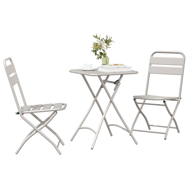 Set de Bistro Plegable de 3 Piezas  Beige Acero M 3