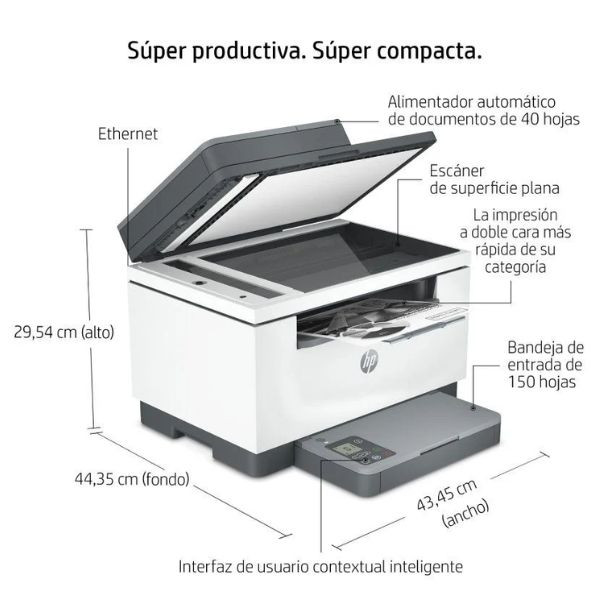 Multifunción láser monocromo hp laserjet mfp m234sdn dúplex/ adf/ blanca M 5
